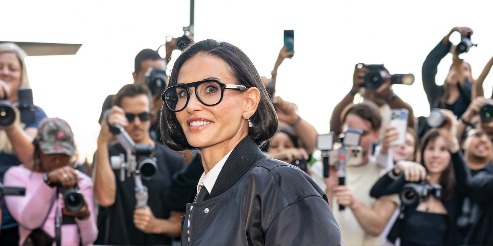 Demi Moore with a new short bob haircut at New York Fashion Week