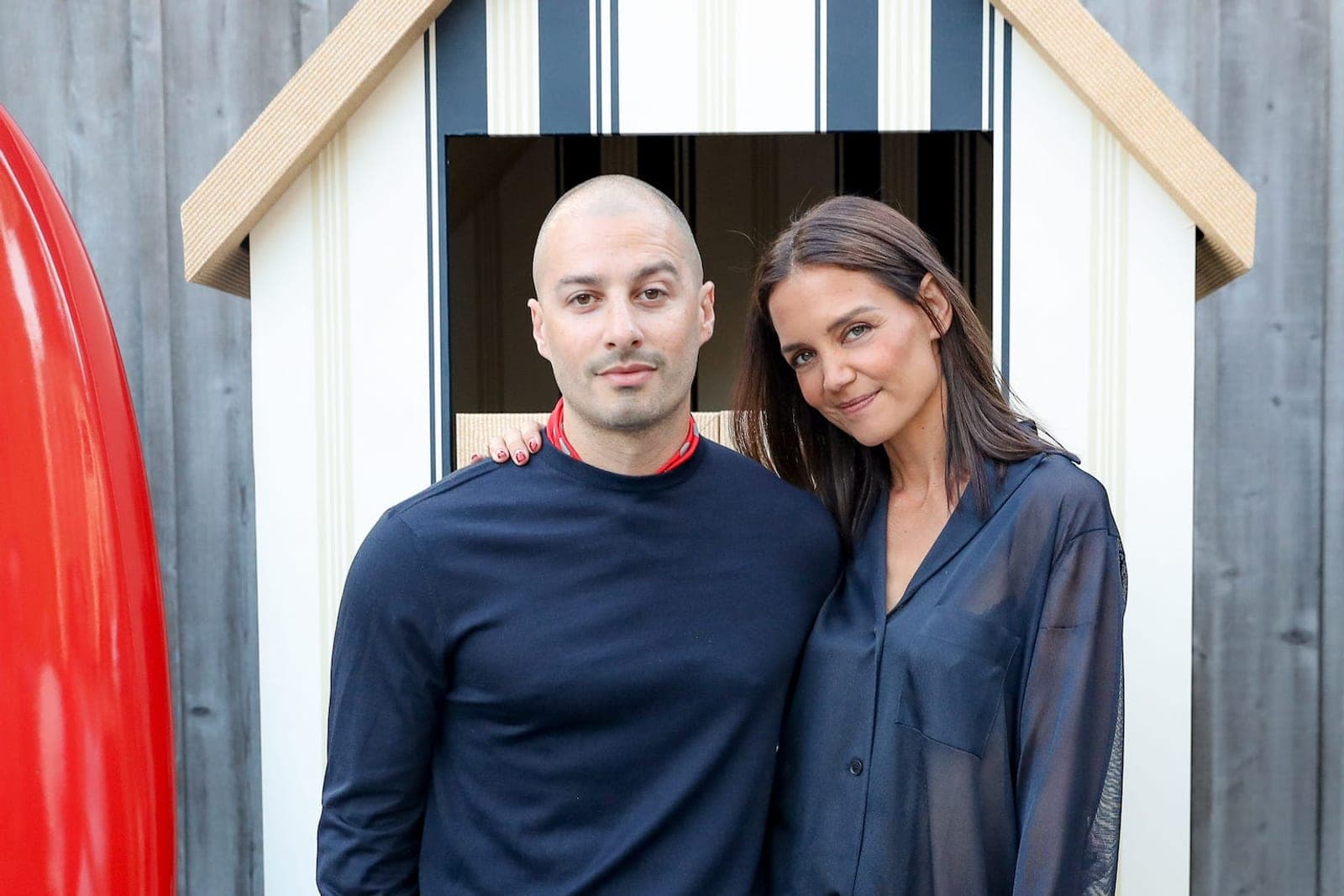 Katie Holmes and Jason Bard Yarmosky photographed together at an evening event