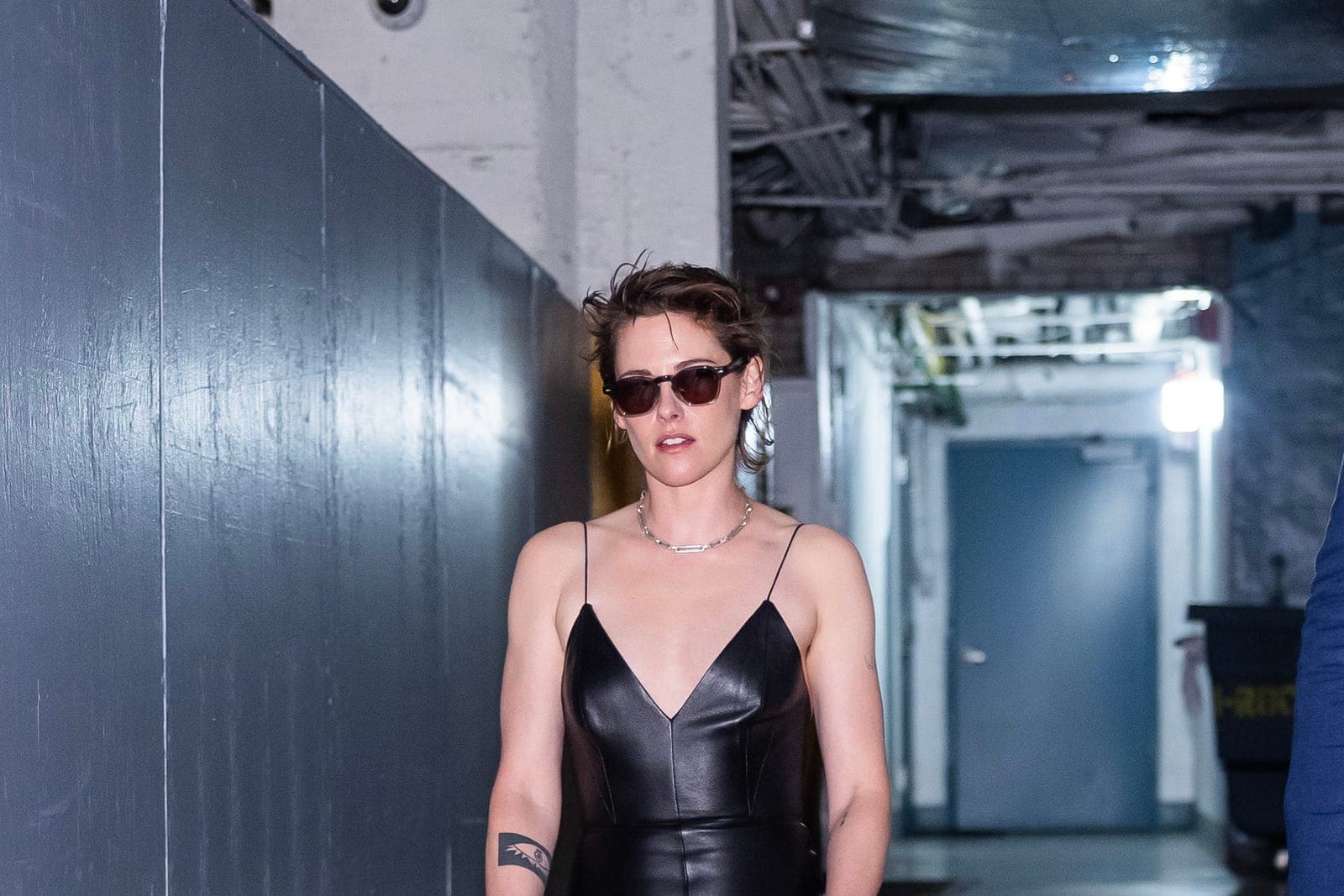 Kristen Stewart photographed on the street in New York wearing Adidas sneakers