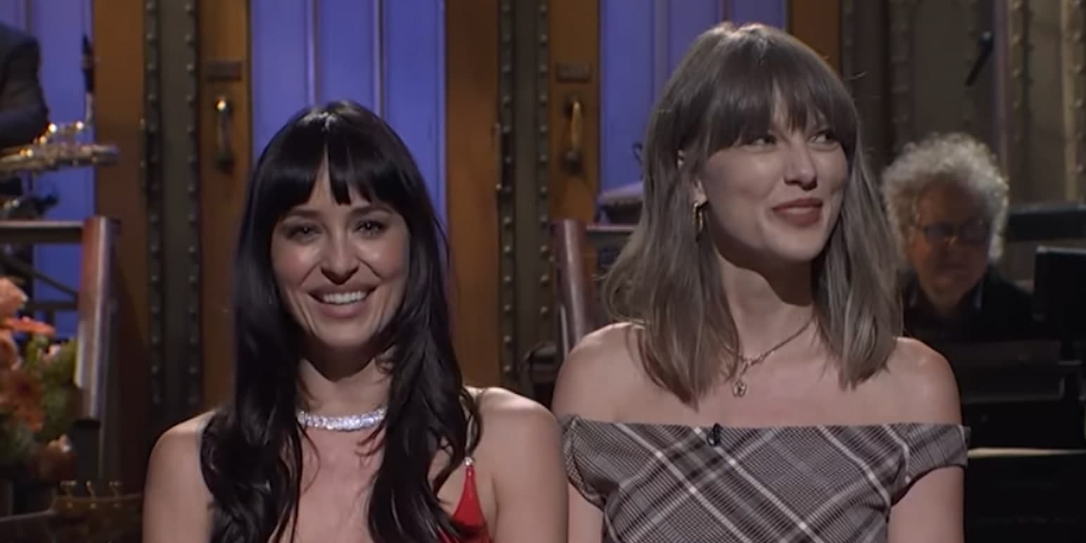 Taylor Swift and Dakota Johnson on Saturday Night Live
