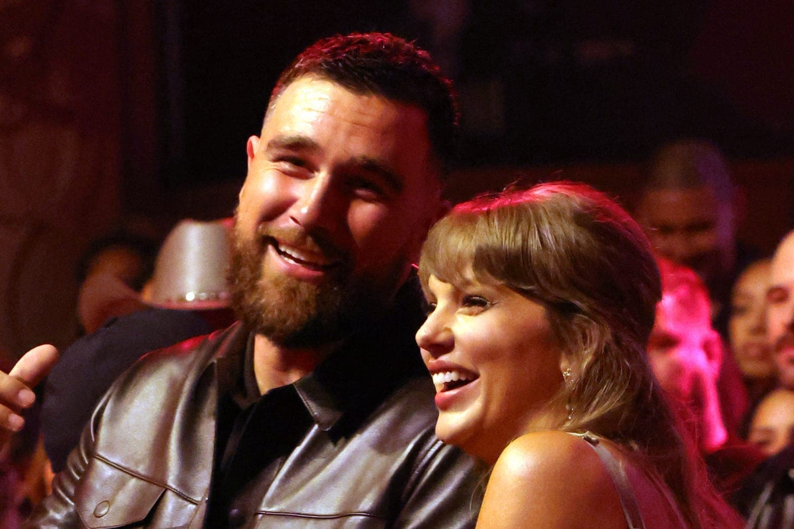 Travis Kelce and Taylor Swift photographed together at the 2026 iHeartRadio Music Awards