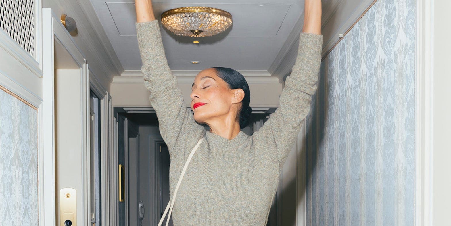 Tracee Ellis Ross getting ready for the Celine show in Paris