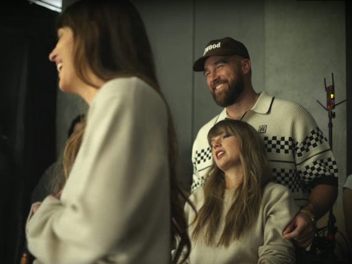 Taylor Swift and Travis Kelce on the set of the Patient Zero music video