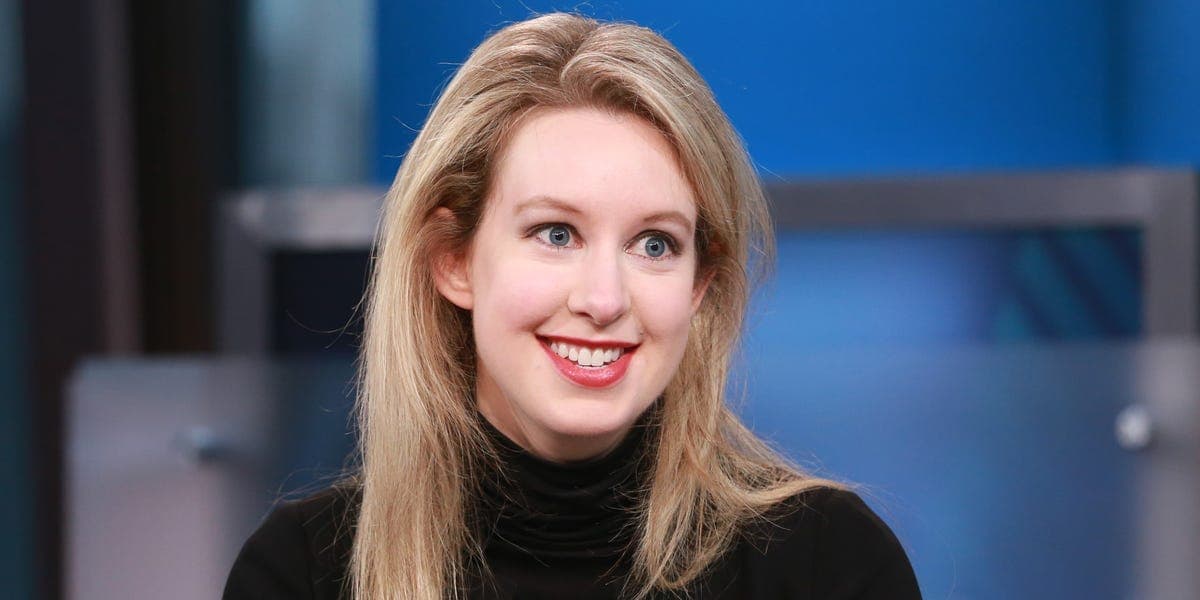 Elizabeth Holmes, former Theranos founder, in her signature black turtleneck