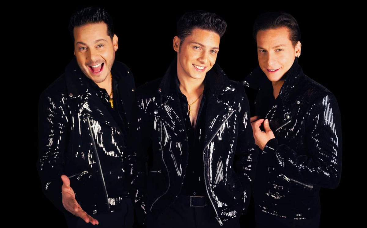 The Esteriore Brothers photographed in sequinned jackets